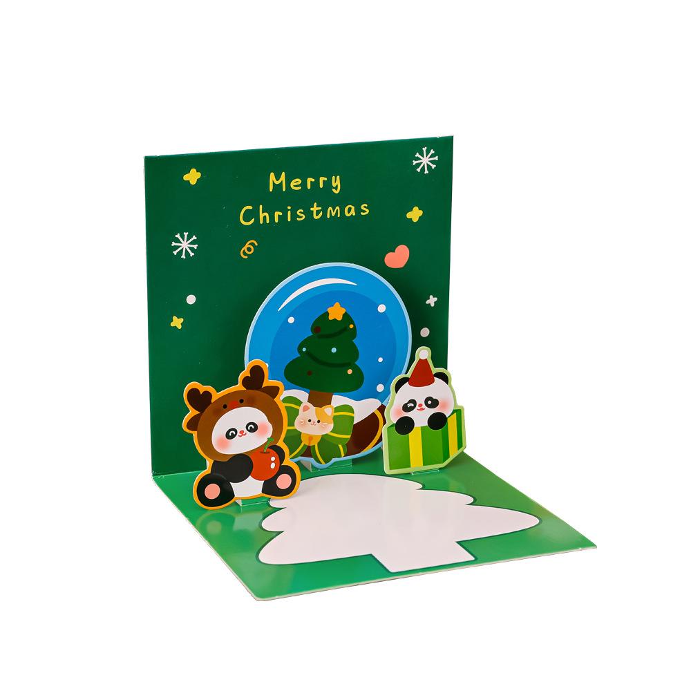 Lovely Christmas Three-dimensional Greeting Card Kindergarten Event Party Blessing Card Cute Cartoon Gift Blessing Greeting Card