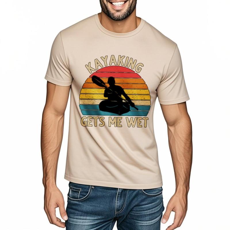 Breathable For Unisex Oneck Tshirt Graphic Kayaking Gets Me Wet Sunset Silhouette Stylish Unisex Teeshirt Lightweight Tee