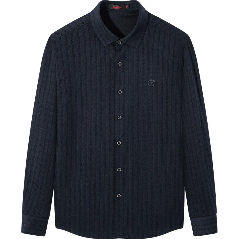 Qipai Men s Wool Blend Seamless Jacquard Knit Shirt 2XL