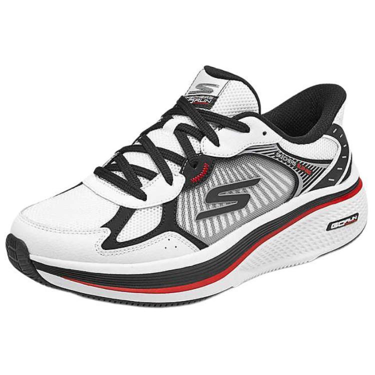 Skechers Go Run Elevate 2.0 Soft Comfortable Fabric Synthetic Leather Durable Low Top Running Shoes Men Sneaker White Black 220854-WBK