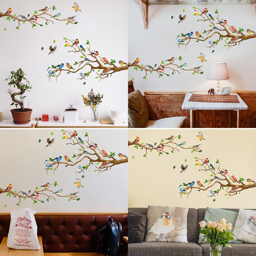 Accessories Branch Birds Wall Stickers Bedroom Living Room Office Background Wall Sofa Decorative Wall Stickers Leaf And