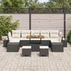10 Piece Black Poly Rattan Garden Sofa Set with Cushions