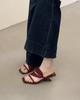 Color matching retro babes! Square head suede one-word with wedge heels slippers women's summer open-toed high-heeled sandals