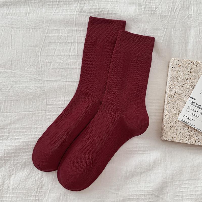 Women's Combed Cotton Mid-Calf Socks: Versatile Boneless Scrunch Style for Autumn/Winter
