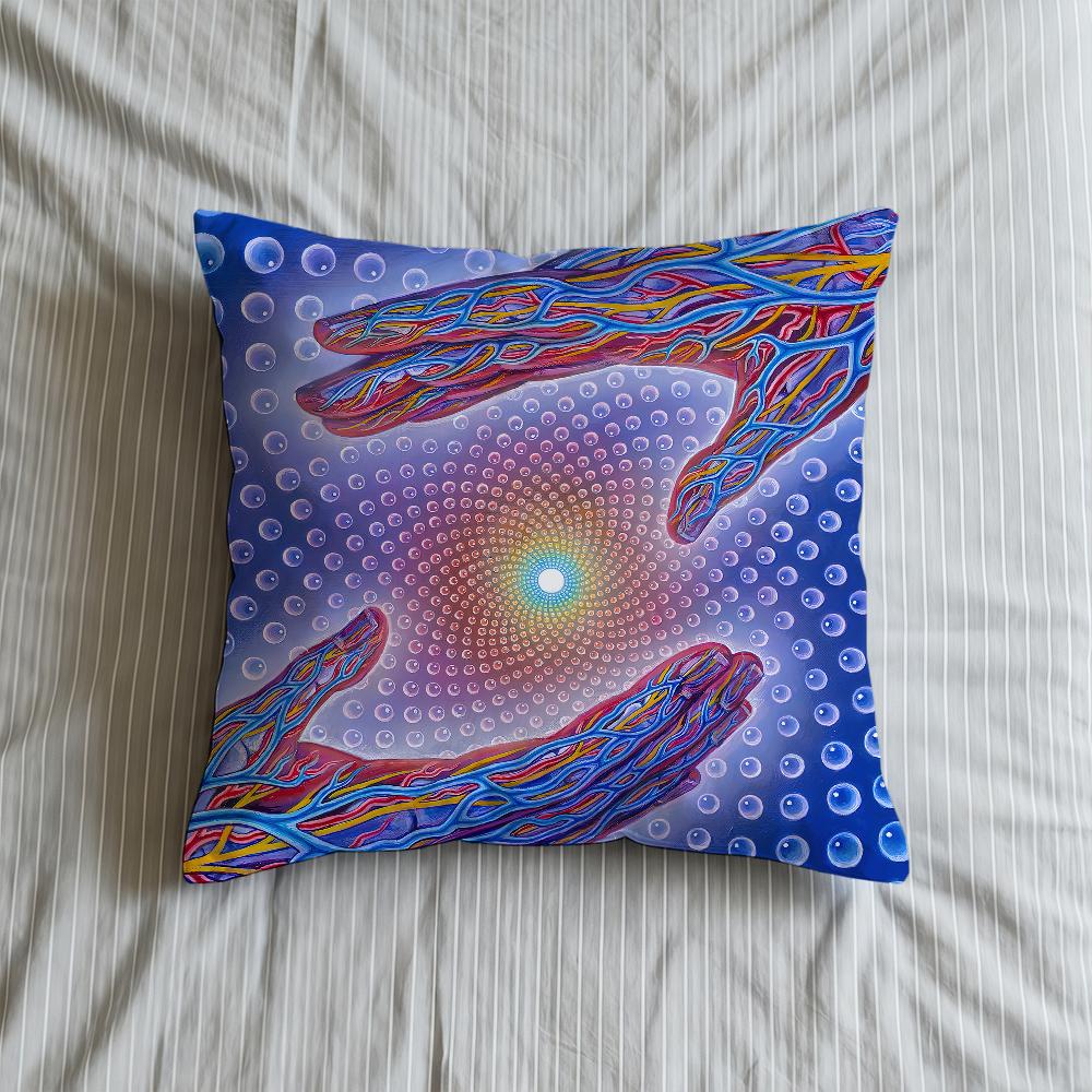 Alex Cushion Psychedelic Cover Soft Case For Sofa Living Room Grey Home Comfortable Office Decor Trippy Protective Pillow Covers