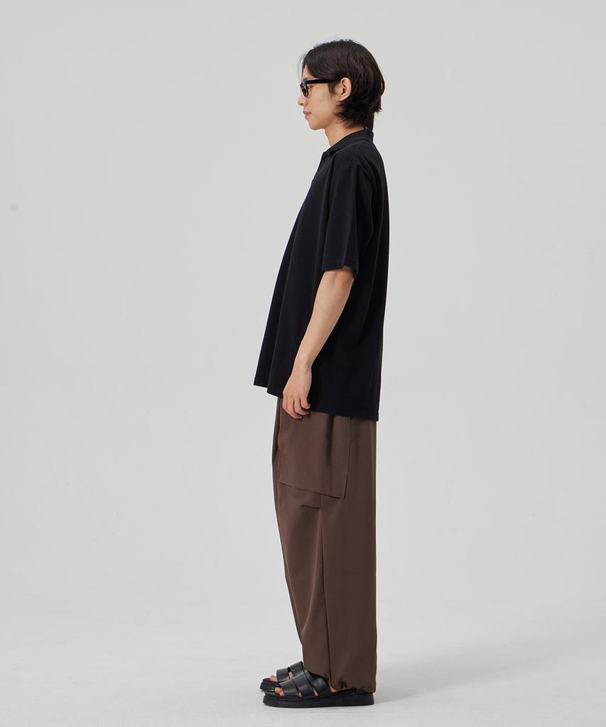 MAKEITTO Two Tuck Wide Parachute Cargo Pants_Brown