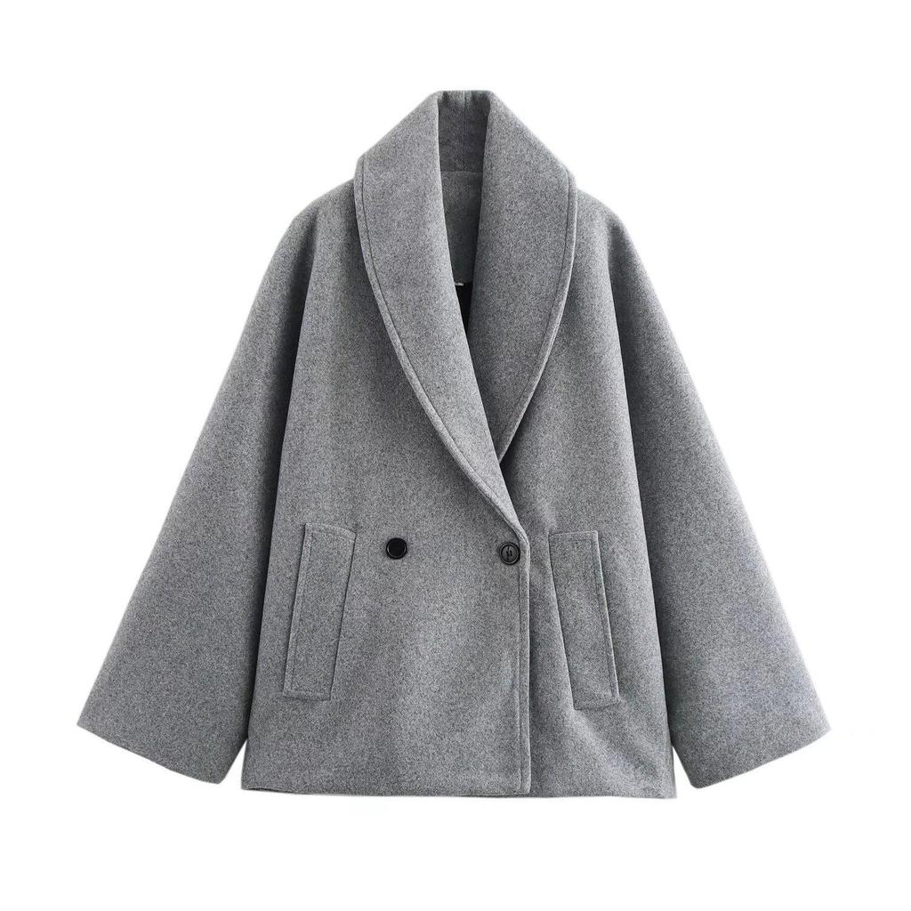 2024 Winter Women's European & American Style Fashion Casual Blend Loose Overcoat Jacket
