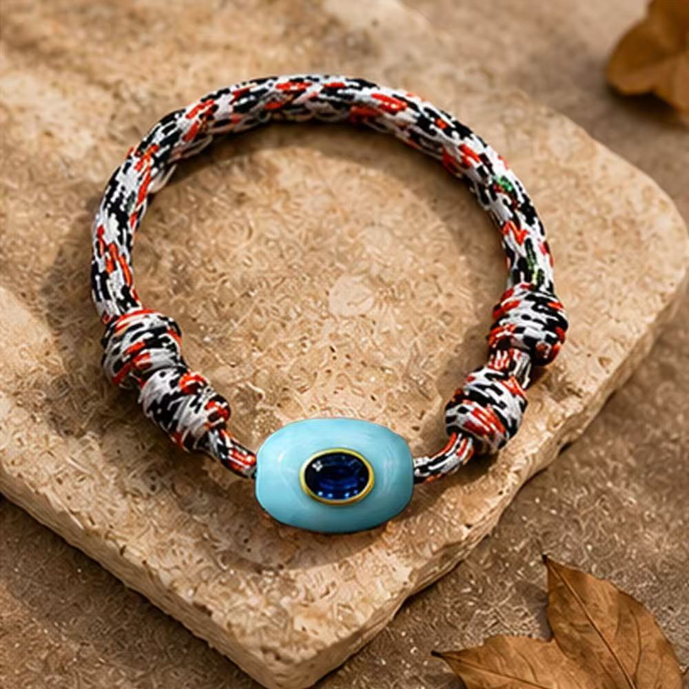 European and American Natural Stone Devil's Eye Colorful Braided Adjustable Bracelet Dopamine Series Trendy Lucky Charm 2026 New