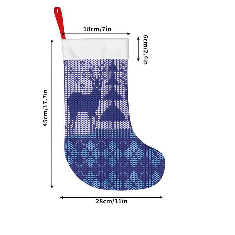 Christmas decoration fireplace hanging stockingChristmas Stockings 1pc 45.72 cm, Knitted Deer Forest Blue Prin