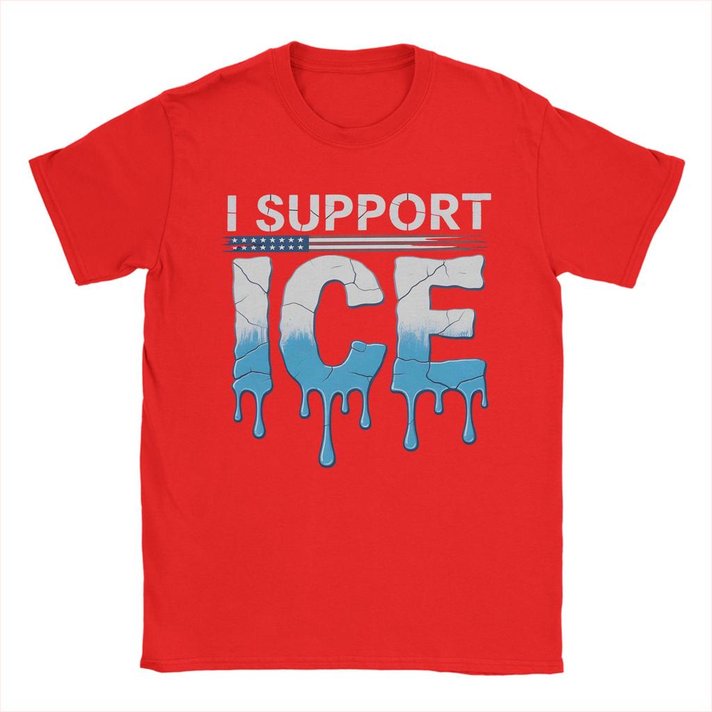 Casual TShirt Summer I Support ICE Immigration American Flag Print Fashion TShirts Cotton Tshirt for Unisexs Y2K Basic Loose Tees