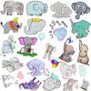 50pcs/lot Waterproof Cute Elephant Sticker Cartoon Animal Stickers For DIY Car Laptop Phone Bicycle Suitcase Decal Kids Gift