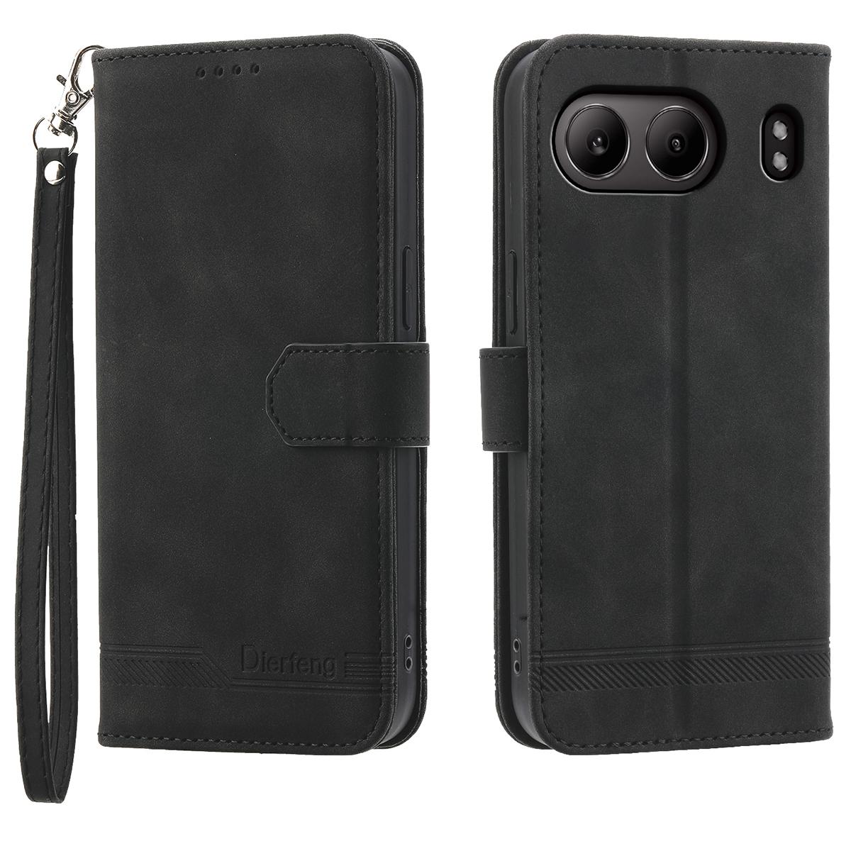 DIERFENG DF-03 For OnePlus Nord 4 Leather Case Lines Imprint Wallet Phone Cover A