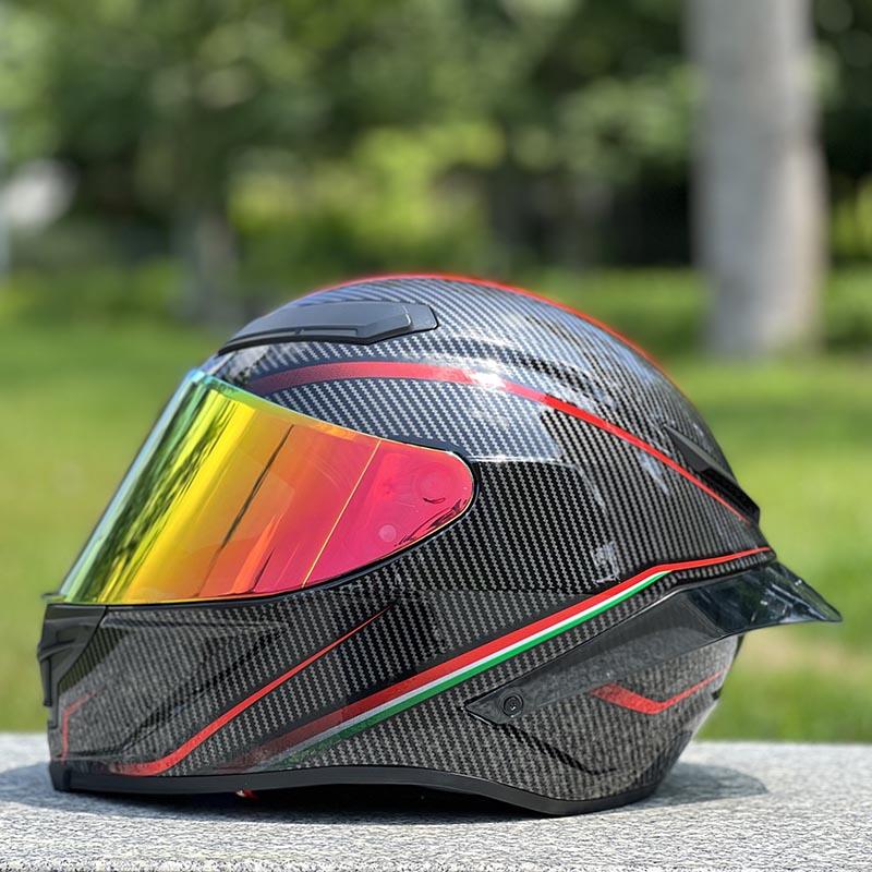 Black Red Trajectory Helmet Single Visor Racing Season Safety Helmet Casco Casque Big Spoiler Men And Women Motorcycle Helmet