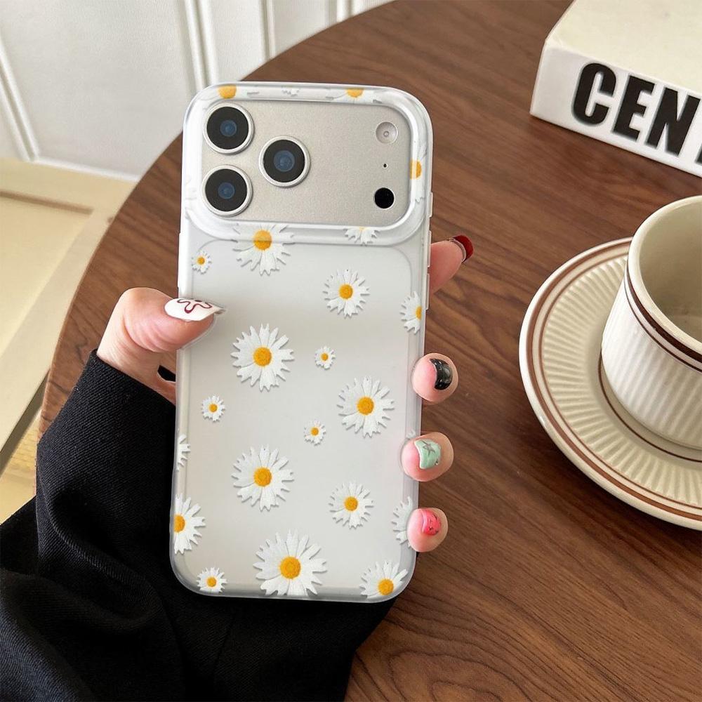 Phone Case For iPhone 17 17Air 16 15 14 13 12 11 Pro Max Simple White Daisy Flowers Transparent Matte Silicone Soft Cover Funda