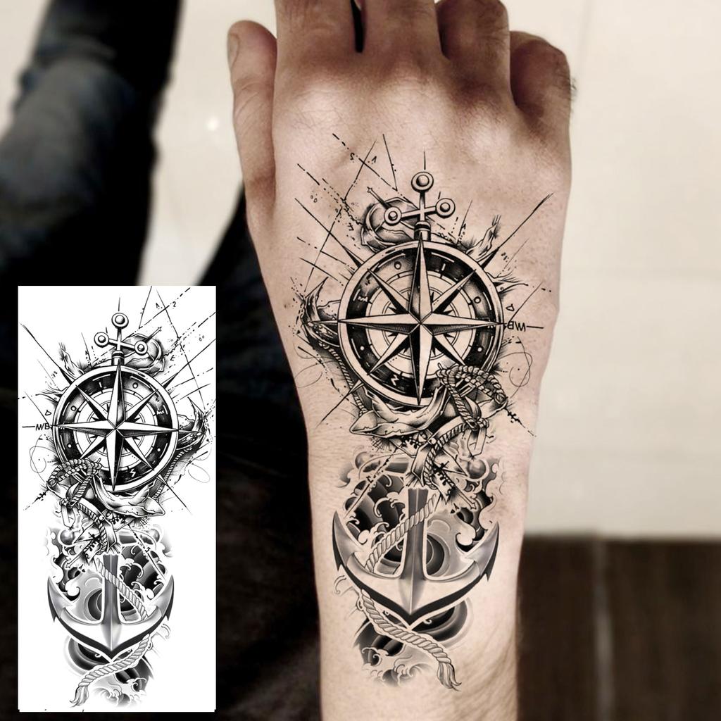1 Foglio Tatuaggi Temporanei Vichingo Maori Drago Totem per Uomo Avambraccio Collo, Adesivi Tatuaggio Finti Temporanei Impermeabili Tatuaggi Realistici