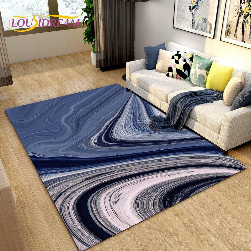 Nordic Black Colour Gold Marble Area Rug Large,Carpet Rug for Living Room Bedroom Sofa Doormat Decoration,kid Non-slip Floor Mat