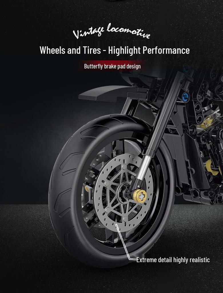 Hanoreton Duke Motorcycle Building Blocks Model - Night Road Edition