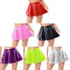 Womens Shiny Patent Leather Mini Skirt Flared A Line Design Invisible Zipper Dancewear Clubwear