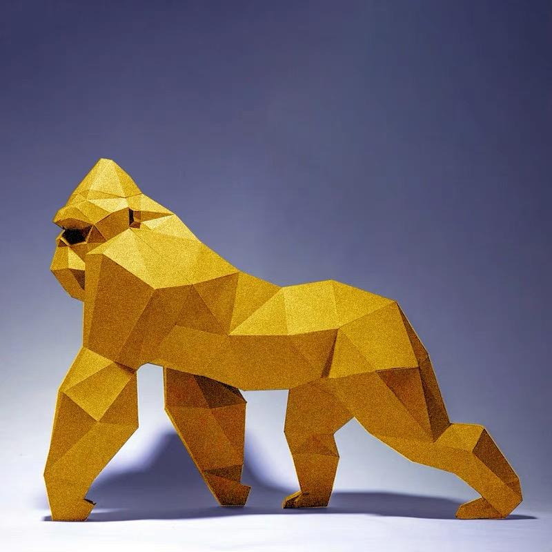 

3D PaperCraft DIY Бумажная модель Золотая скульптура гориллы Украшения для дома Головоломки Модели животных Оригами Подарки Взрослая игрушка гостиная