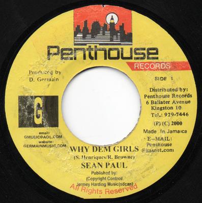 Disque 7 pouces SEAN PAUL - Why Dem Girls NONE Penthouse Recor 2000 Jamaïque Reggae, Ska & Dub Occasion