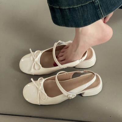 Scarpe Mary Jane con cinturino sottile e fiocco stile retrò da donna, estive, nuova moda, versatili, con tacco spesso, scarpe singole