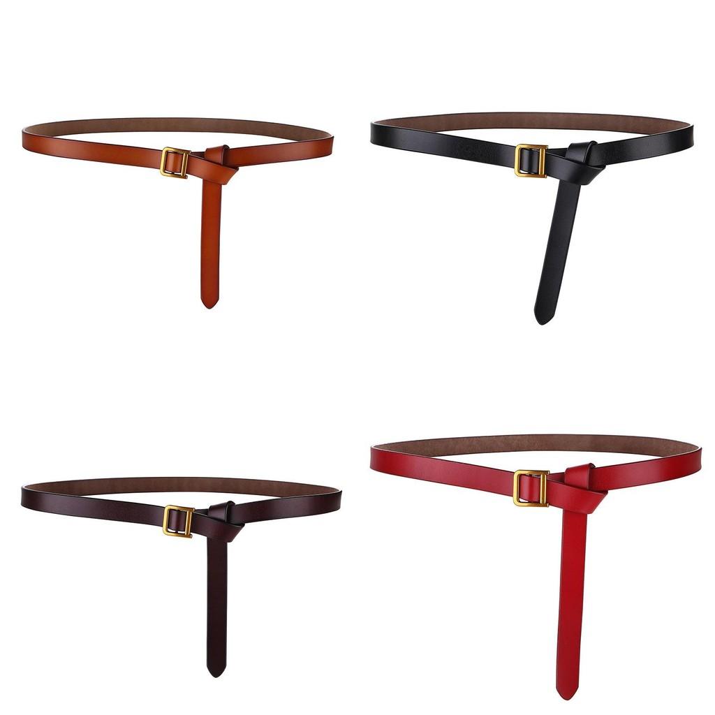 Womens Genuine Leather Slim Belt With Alloy D Buckle For Casual Wear