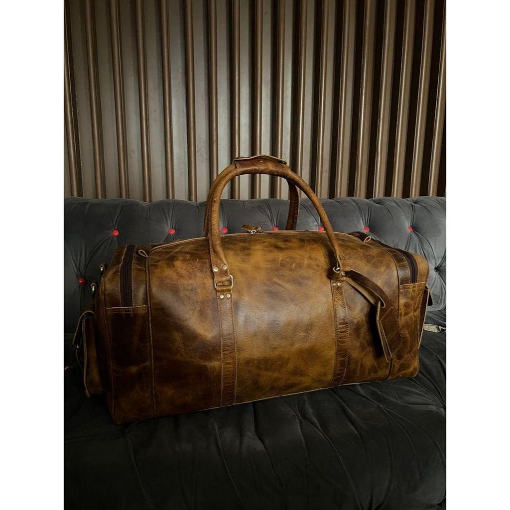 Handgemachte Reisetasche aus Leder für Herren und Damen, Reisetasche aus Leder für Übernachtungen und Wochenenden, Weihnachtsgeschenk