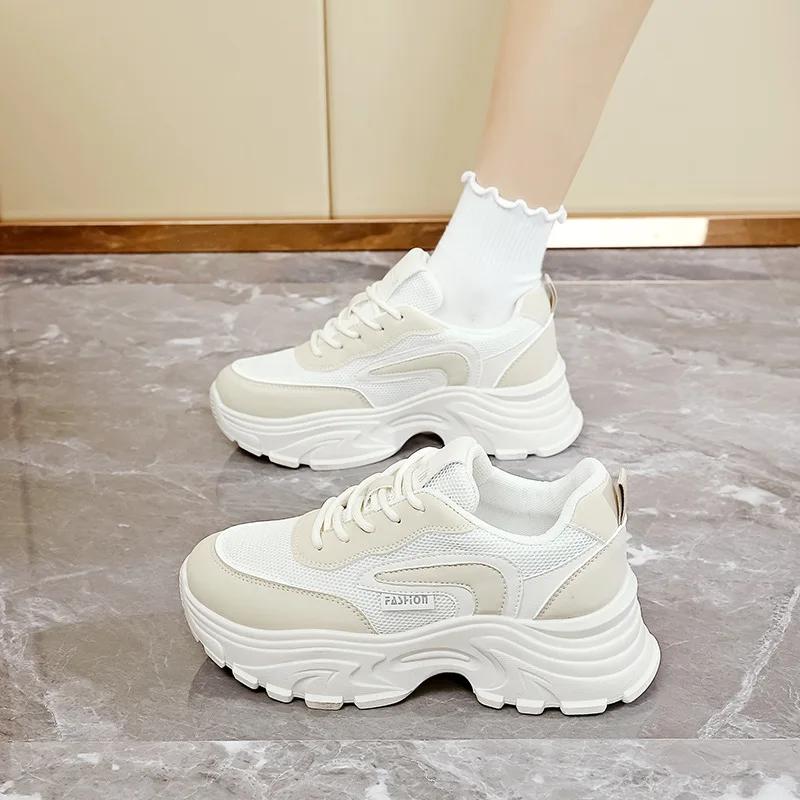 Sport Shoes for Women Sneakers  Trend Running Breathable Casual Thick Heightened Student Shoes