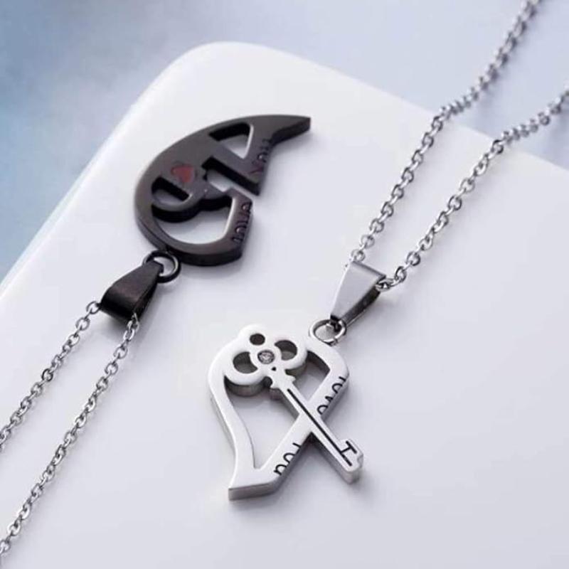Fashion Key Splicing Couple Necklace Niche Design Love Valentine's Day Gift Couple Jewelry