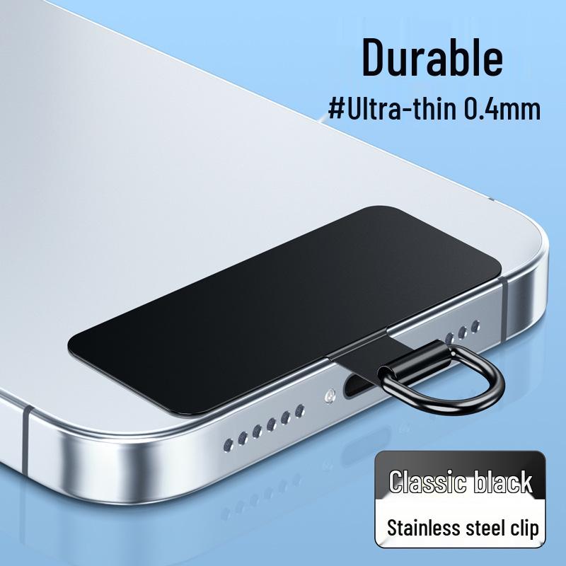Ultra-Thin Stainless Steel Rotating Phone Lanyard Clip with Anti-Lost Sticker