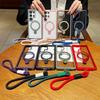 For Samsung Galaxy S25 Ultra Magnetic Case Kickstand TPU PC Clear Phone Back Cover with Wrist Strap