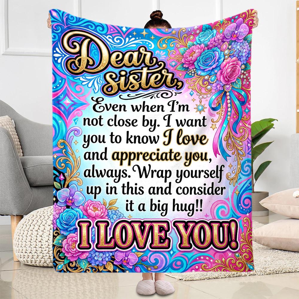 Love Inspiration Sisters Blanket Durable Comfort Suitable for Seaside Chair Livingroom for All Seasons Modern Style Birthday Christmas Gift Blanket