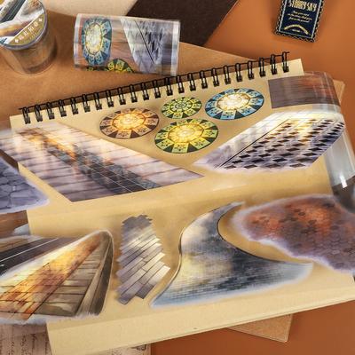 70mm*500cm Vintage Street Neon Lane Landscape PET Tape Creative DIY Journal Material Collage Scrapbooking Stationery