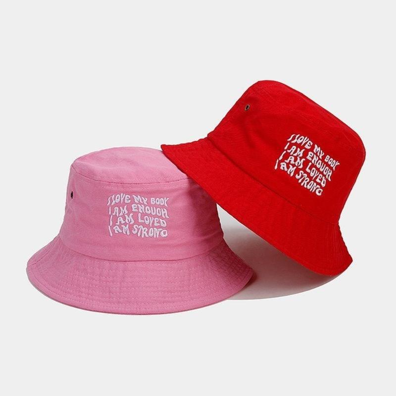 Embroidery Bucket Hat for Adult Outdoor Breathable Summer Spring Fisherman Hat