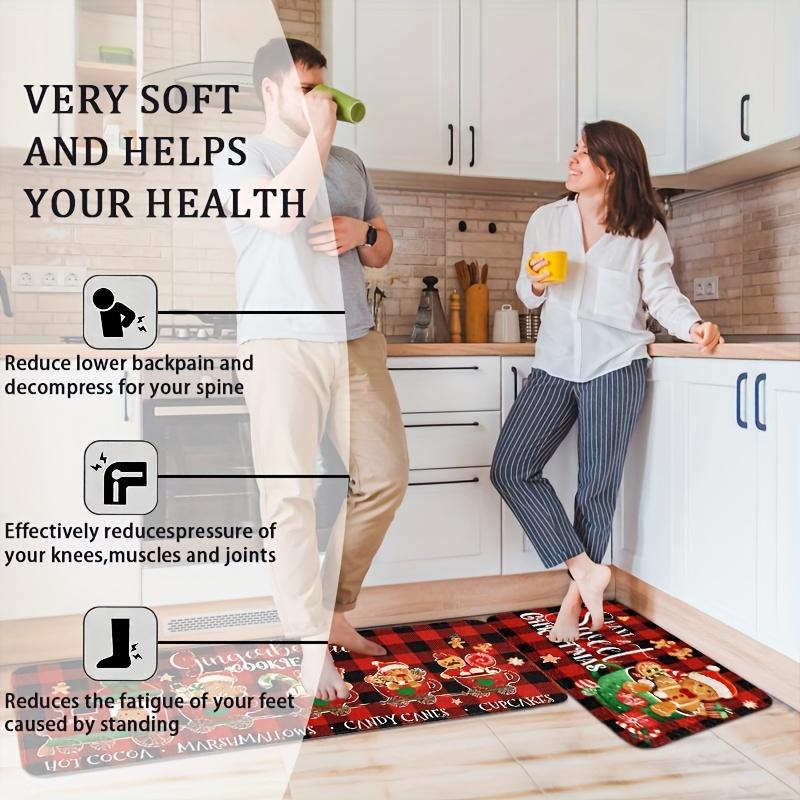 1Pcs Anti Fatigue Kitchen Rugs Christmas Cheer Waterproof Non-Slip Thick Cushioned Kitchen Mat Heavy Duty Comfort Standing Mat for Kitchen