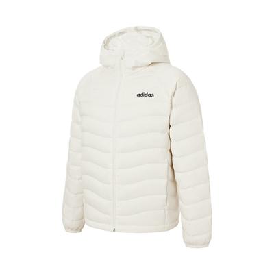 adidas FW24 Giacca Piumino Leggera con Cappuccio Allenamento Outdoor Antivento Calda Corta Unisex Han-Jade-White JW1681