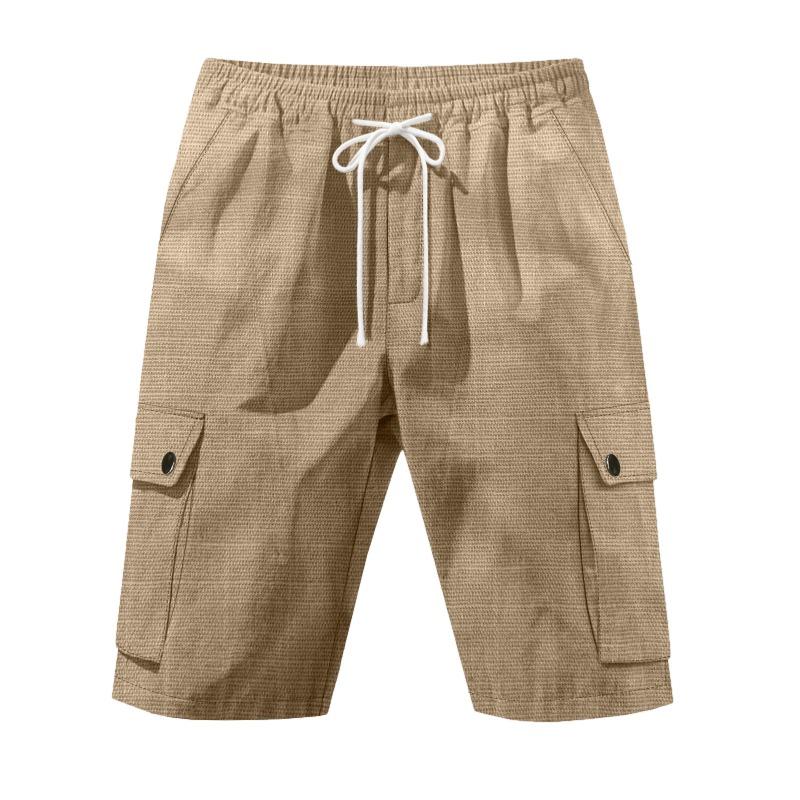 Outdoor Tactical Workwear Summer Men's Slub Linen Beach Casual Shorts