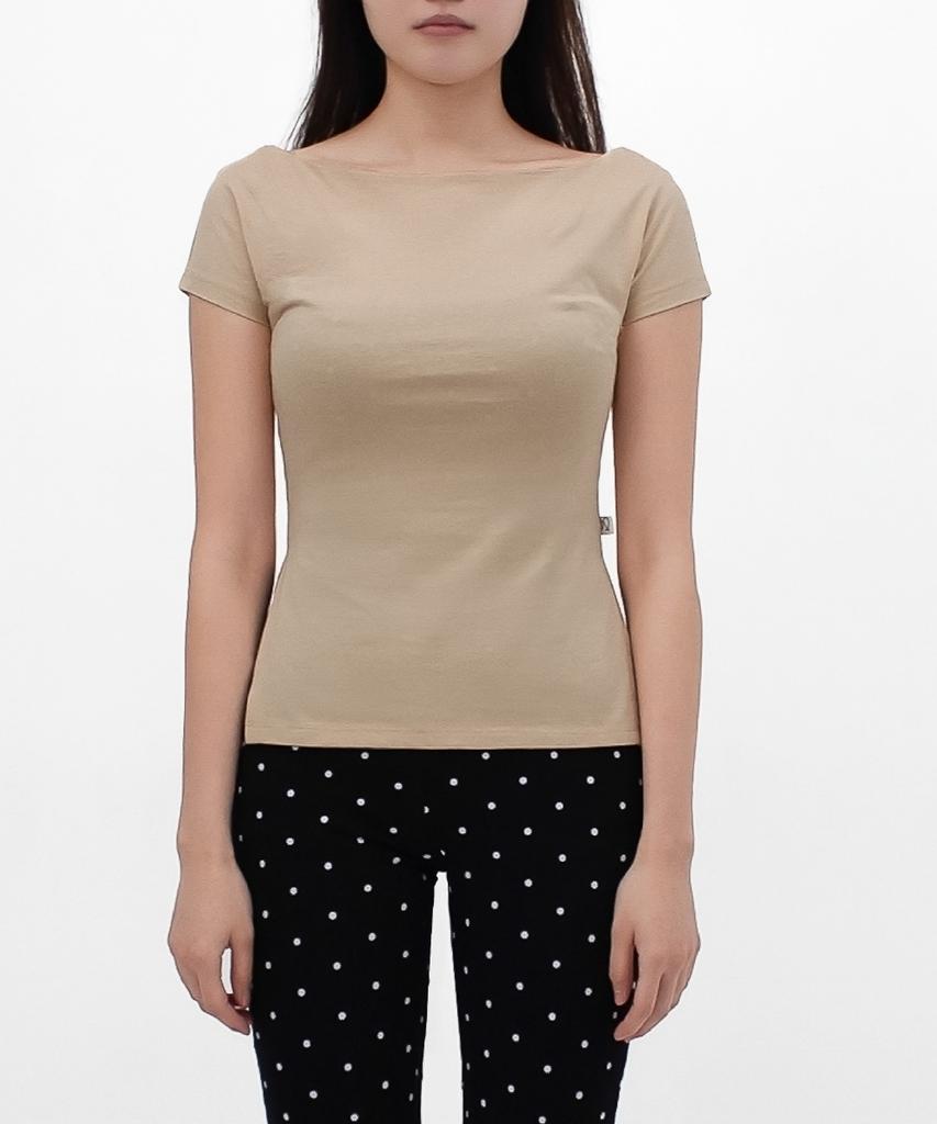 OCAK Melek_Okak Boat Neck Slim Top (Beige)
