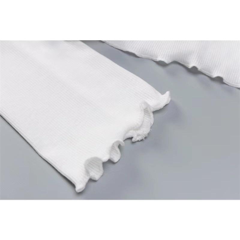 Tooxika New Spring And Summer Long Sleeve Cross Strap Navel Exposed T-shirt Short Skirt Set