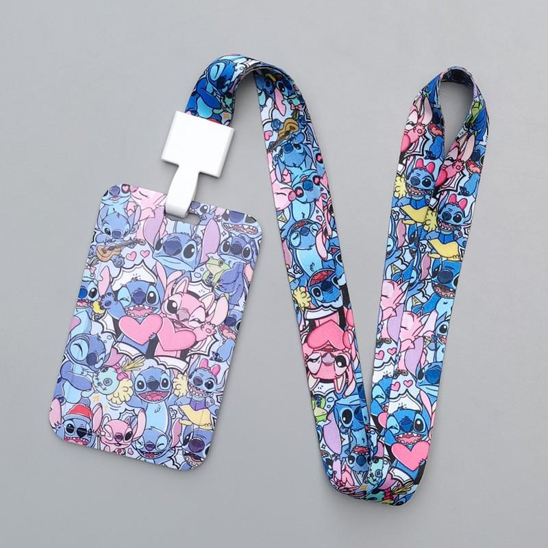 Disney Porta-Cartões e Alça de Identificação Stitch - Poliéster Resistente a Arranhões Perfeito para Crachás Escolares, Ônibus, Cartões de Jantar, Presentes de Aniversário