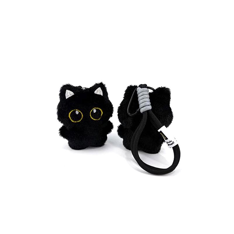 1 sztuka Uroczy pluszowy brelok z czarnym kotem Kreatywna lalka Mała zawieszka Akcesoria do torby na prezent urodzinowy dla chłopca dziewczynki