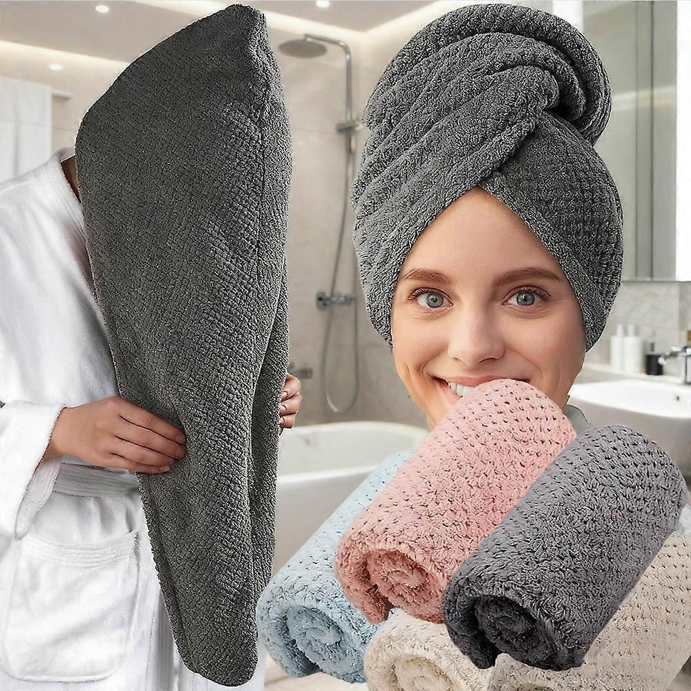 Women's Quick-drying Microfiber Hair Drying Towel and Cap Set, Absorbent Shower Hair Drying Towel