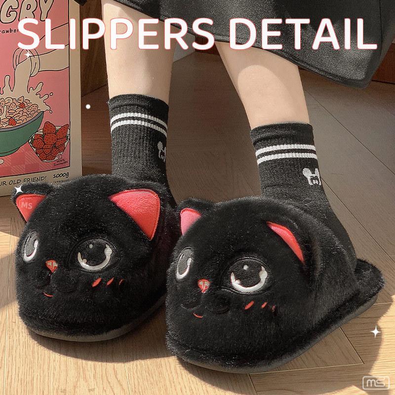 

Winter new cotton drag women s shoes elf cat cartoon cute velvet warm soft bottom home wear slippers 40-41