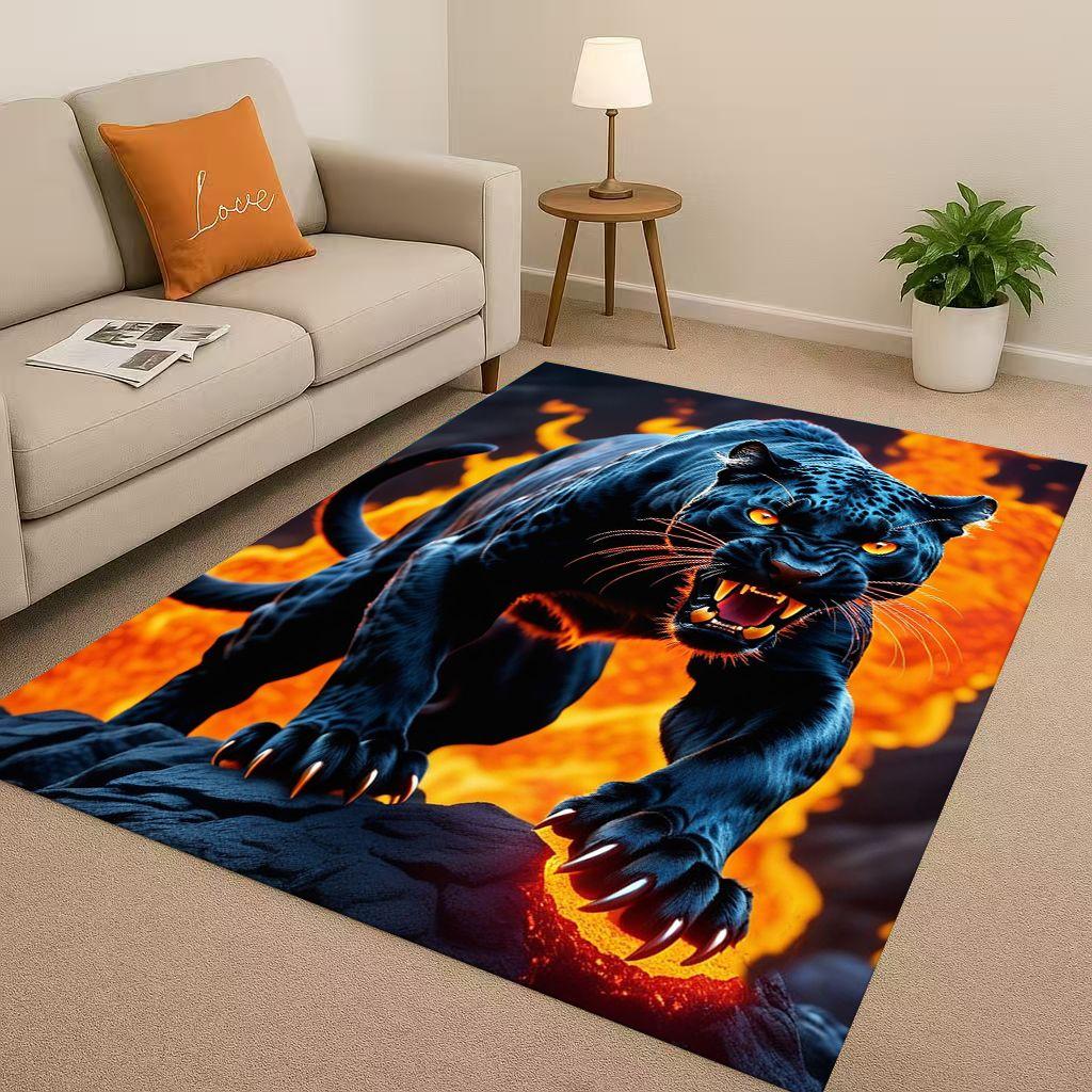 3D Cheetah Leopard Beast Living Room Non Slip Area Rug Soft Carpet for Bedroom Playroom and Sofa ,Easy Clean Home Decor Doormat