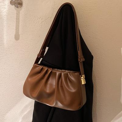 Vintage PU Leather Small Shoulder Bags for Women Autumn Winter Fashion Underarm Cloud Bag Lady Handbags and Purses
