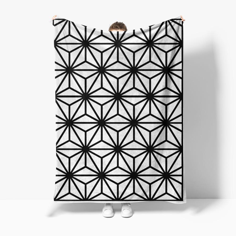 Black Geometric Pattern Blanket Hexagon Design Throw Blanket Modern Sofa Bed Cover Home Decor Small Throw Blanket 75X95CM