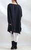 Gold Japan Plus Size Long Long Dolman Solid Black Women's Tunic, V-Neck, Sleeves, Print, Asymmetrical, Color, Sw-0423, LL-6L,