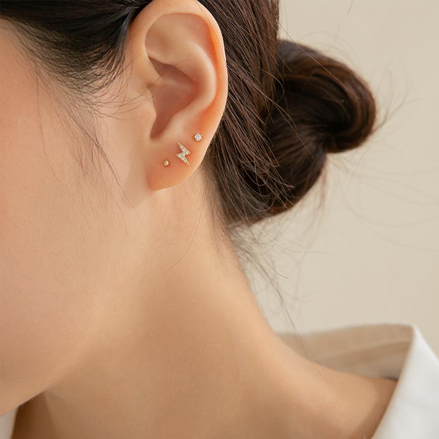 Lunne 14K Lightning Cubic Piercing (14K Gold) (Bar Thickness 1Mm) #Pib10