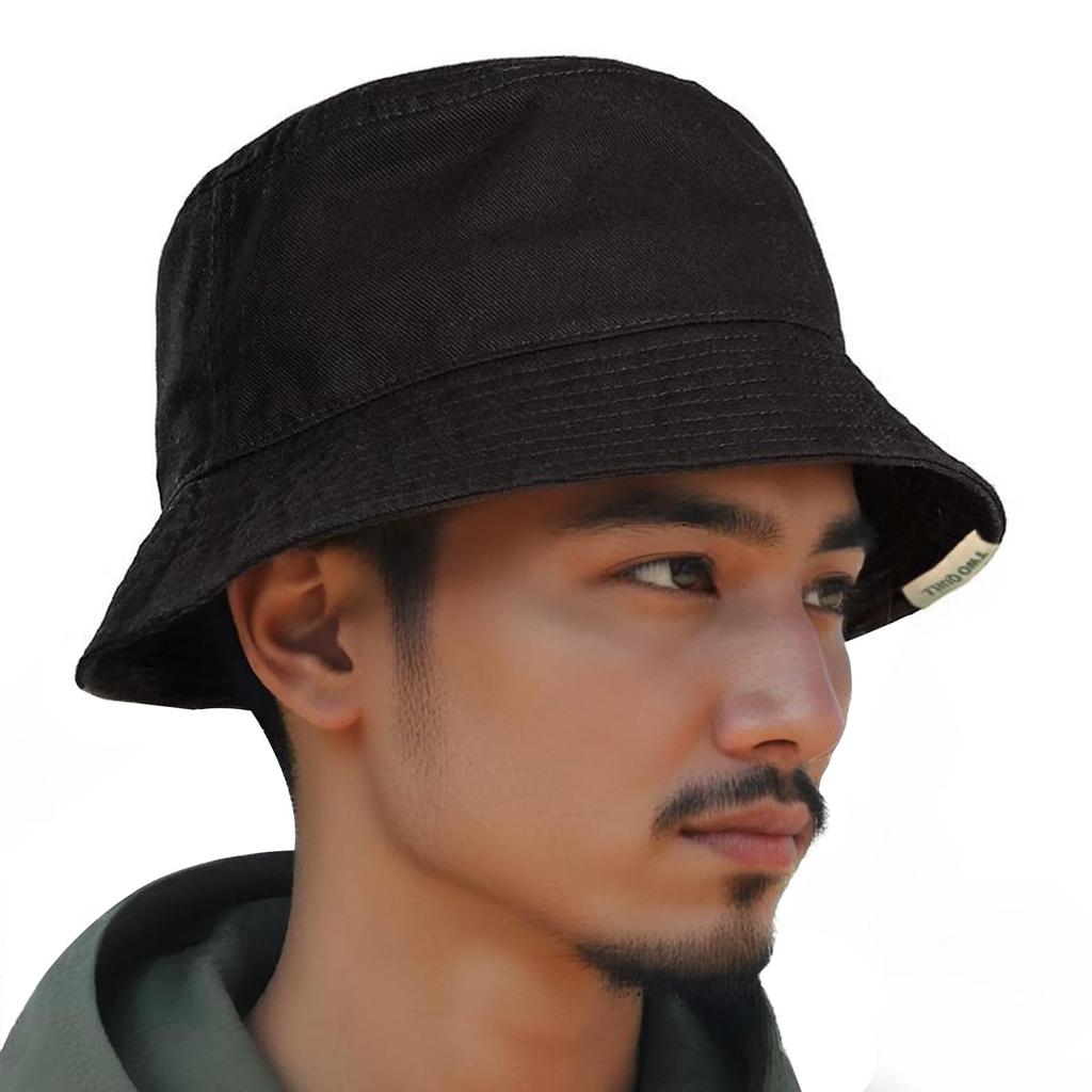 TWO QUILL Cotton Bucket Wide Deep UV UPF Unisex Men's Hat, Brim, Brim, Protection, 50+, Lightweight, Breathable, Quick-Drying, (HT01-Black)