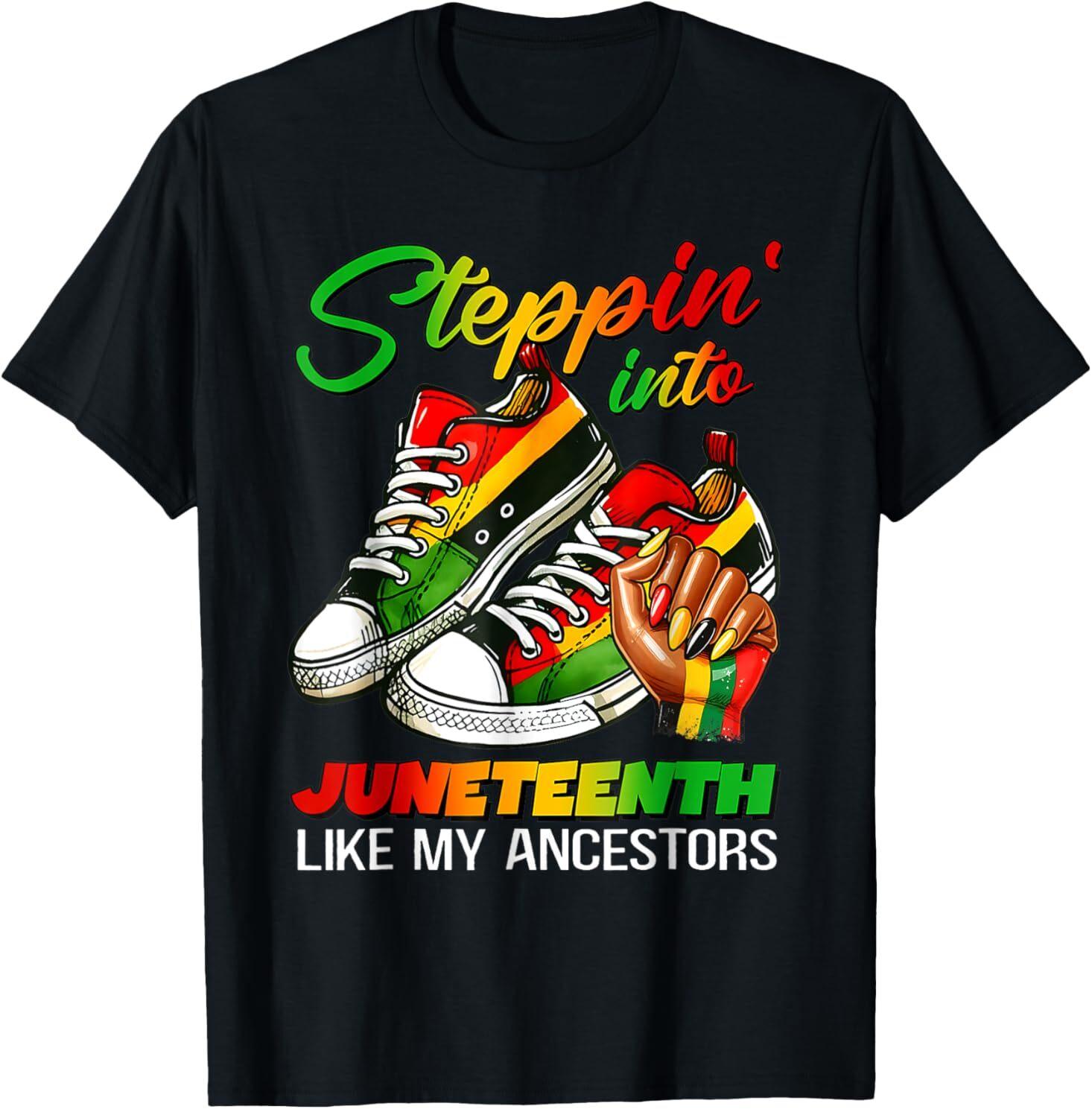 Stepping Into Juneteenth Afro Sneakers T-Shirt S